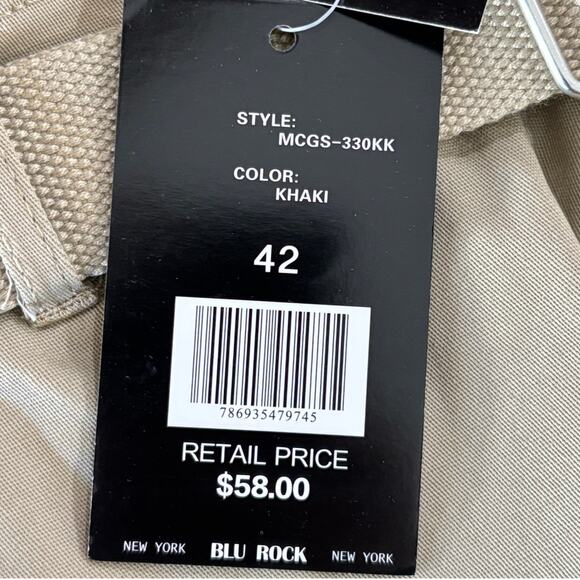 Blu Rock Men's Flex Stretch Cargo Shorts Khaki Size 42 - Picture 3 of 5